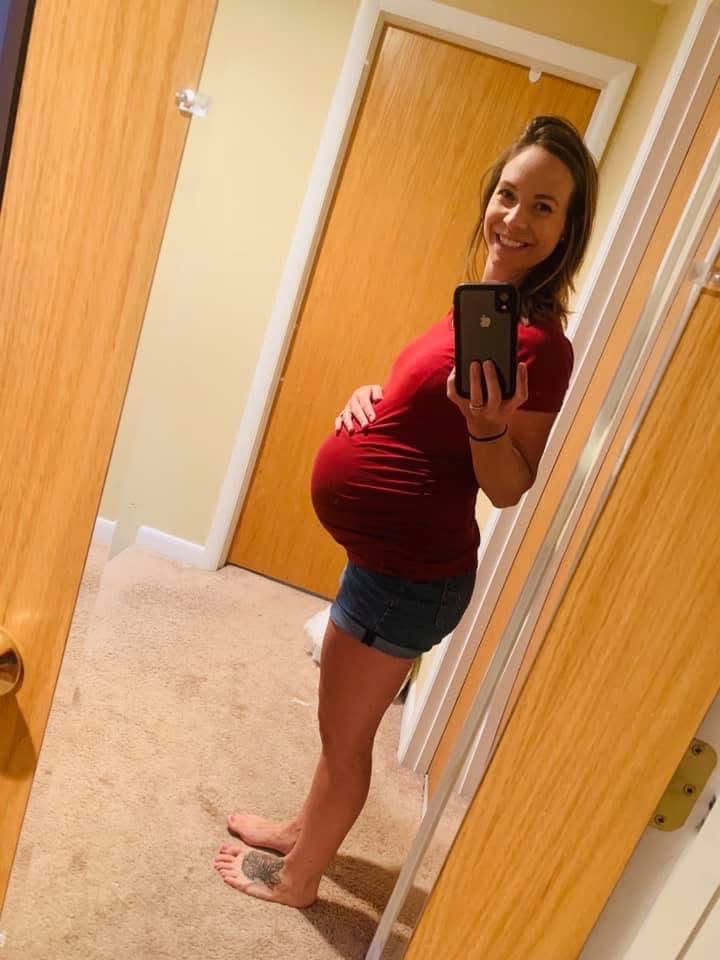 Angela at the end of her pregnancy