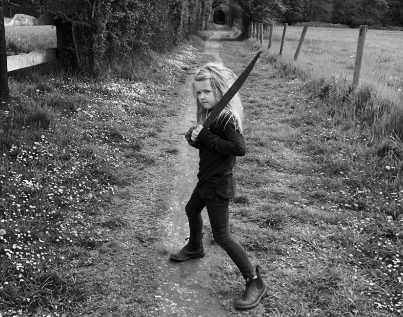 Young viking with sword