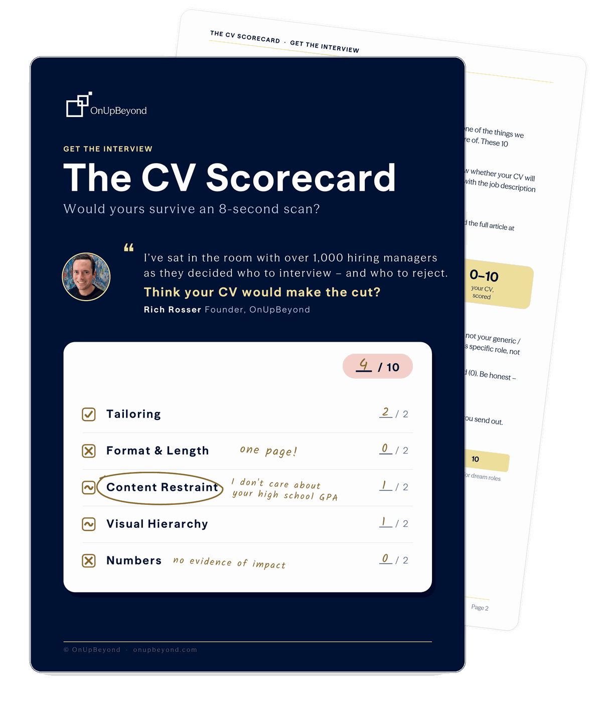 The CV Scorecard – free four-page download