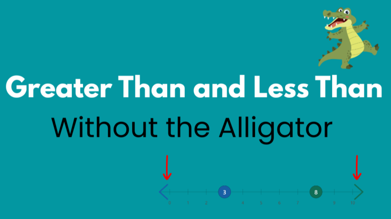 Greater than and less than without the alligator: a before-and-after graphic contrasting the alligator mnemonic with a number line.