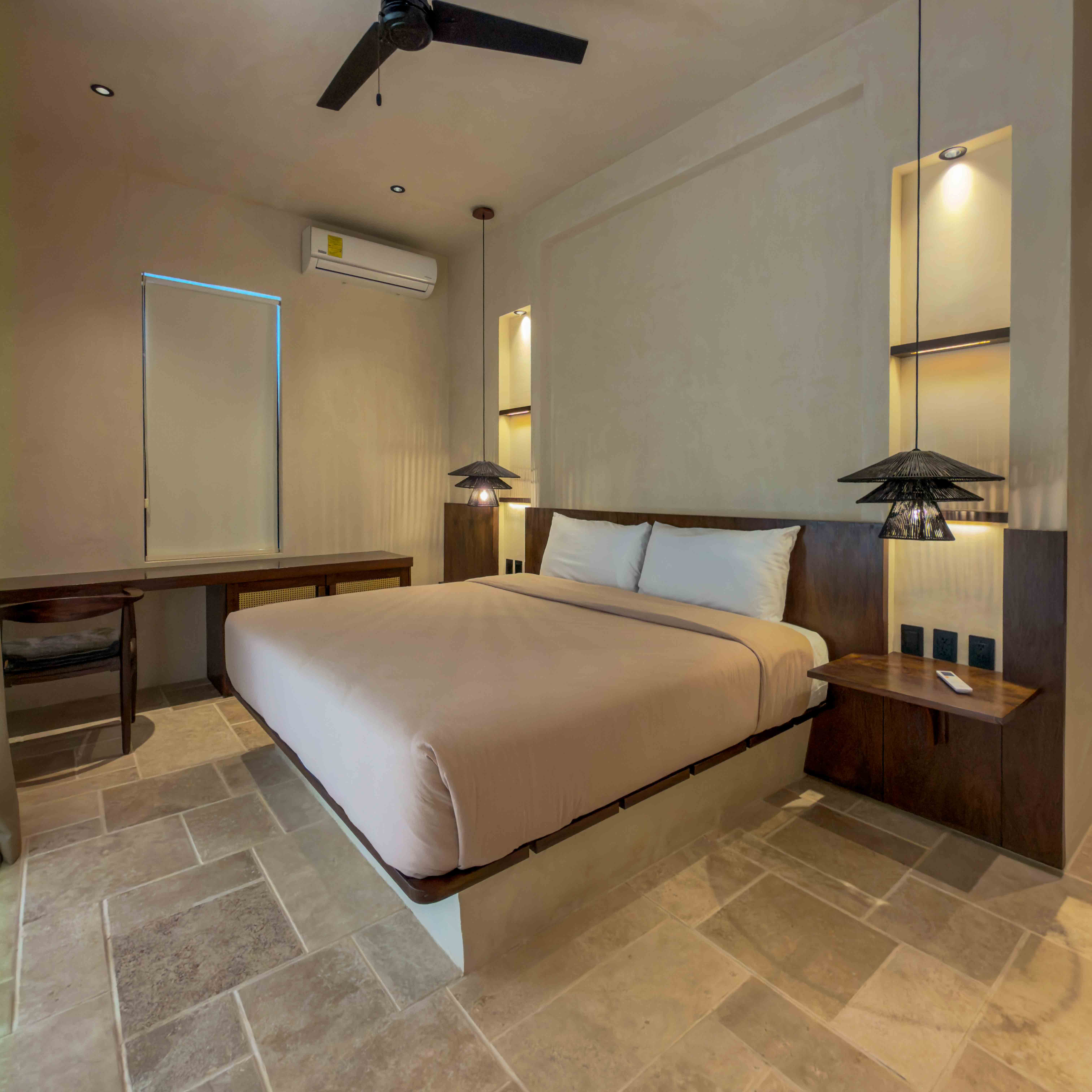An en-suite bedroom at Peace and Love Villas