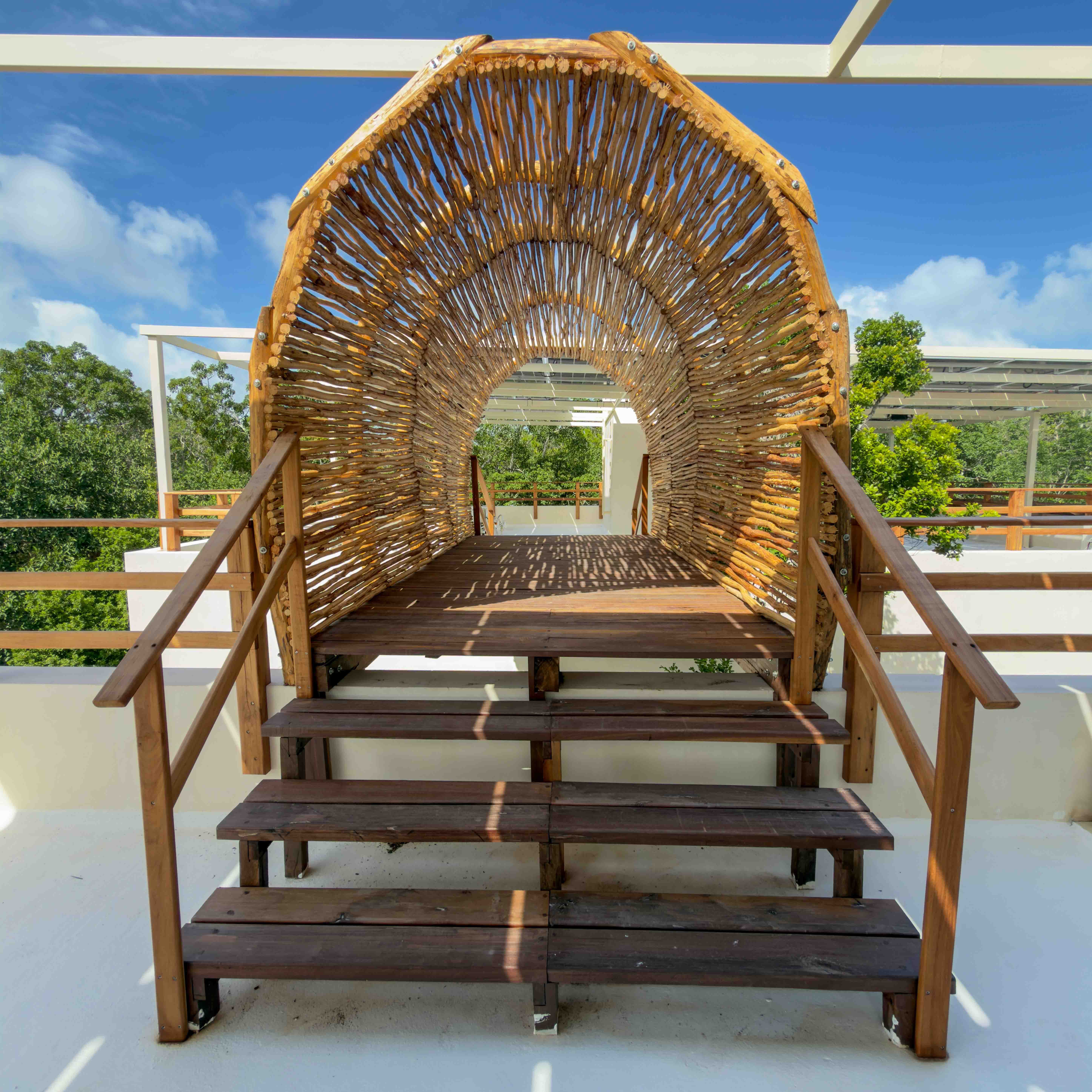 The rooftop bridge at Peace and Love Villas, Tulum