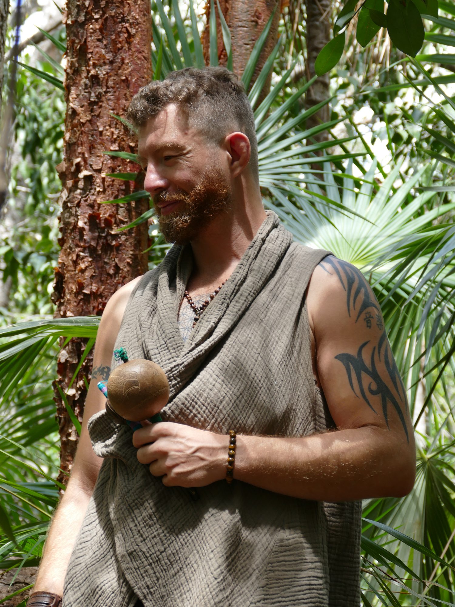 Ricky Goodall with a rattle
