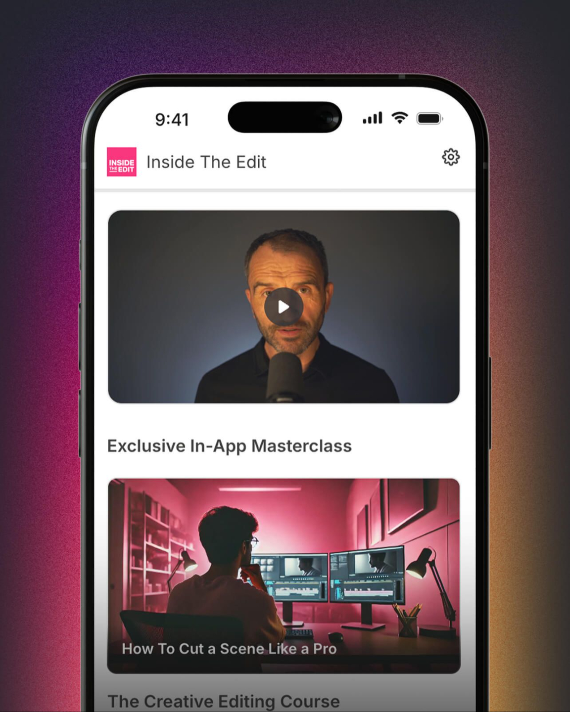 nside The Edit app interface displayed on an iPhone, showcasing creative editing tools and features for video editors.