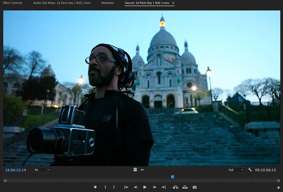 Filmmaker documenting the beauty of Sacré-Cœur Basilica at dawn, part of Inside The Edit’s Pro Level Raw Footage for creative editing.