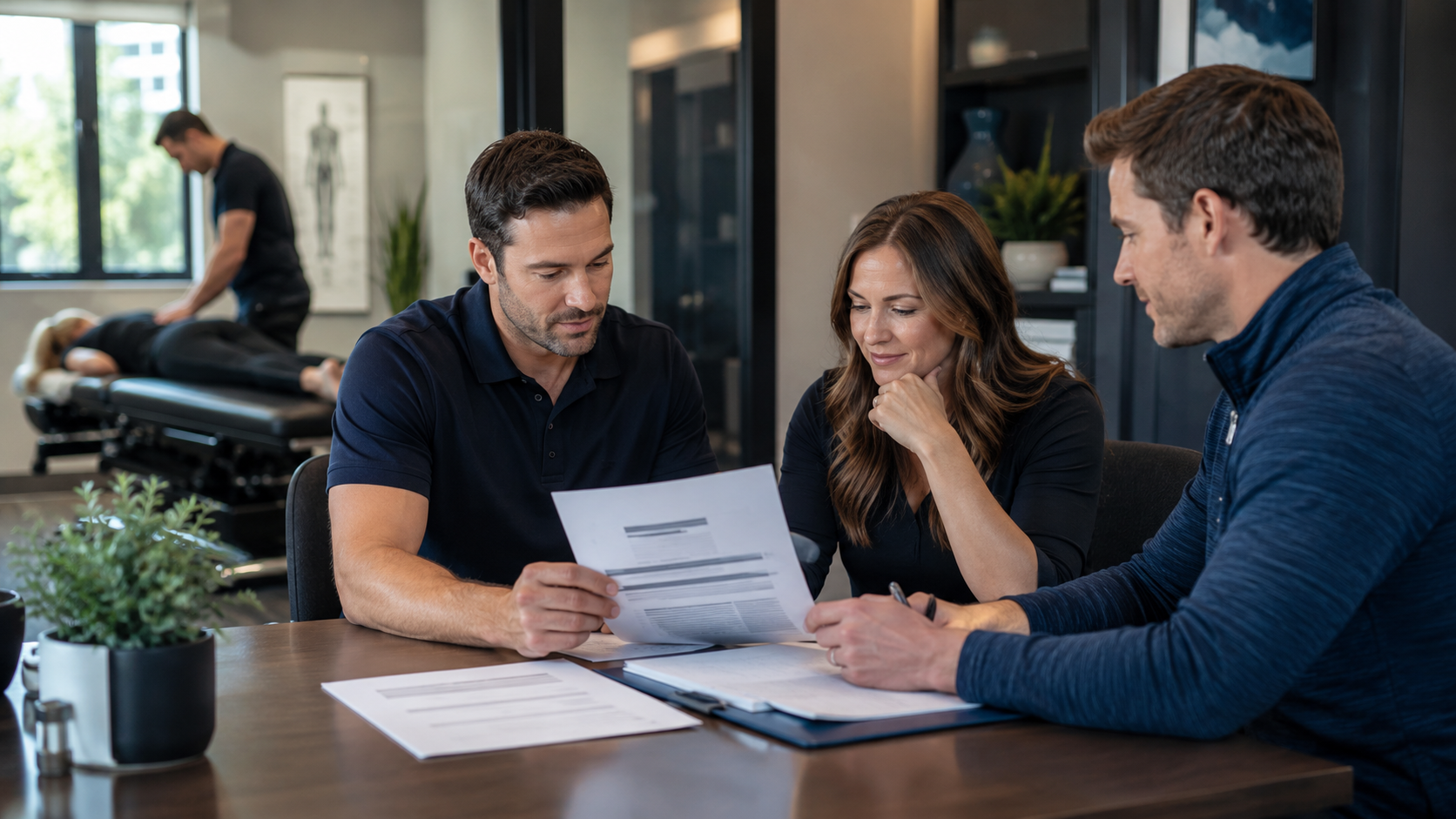 Chiropractic team working together in a modern practice