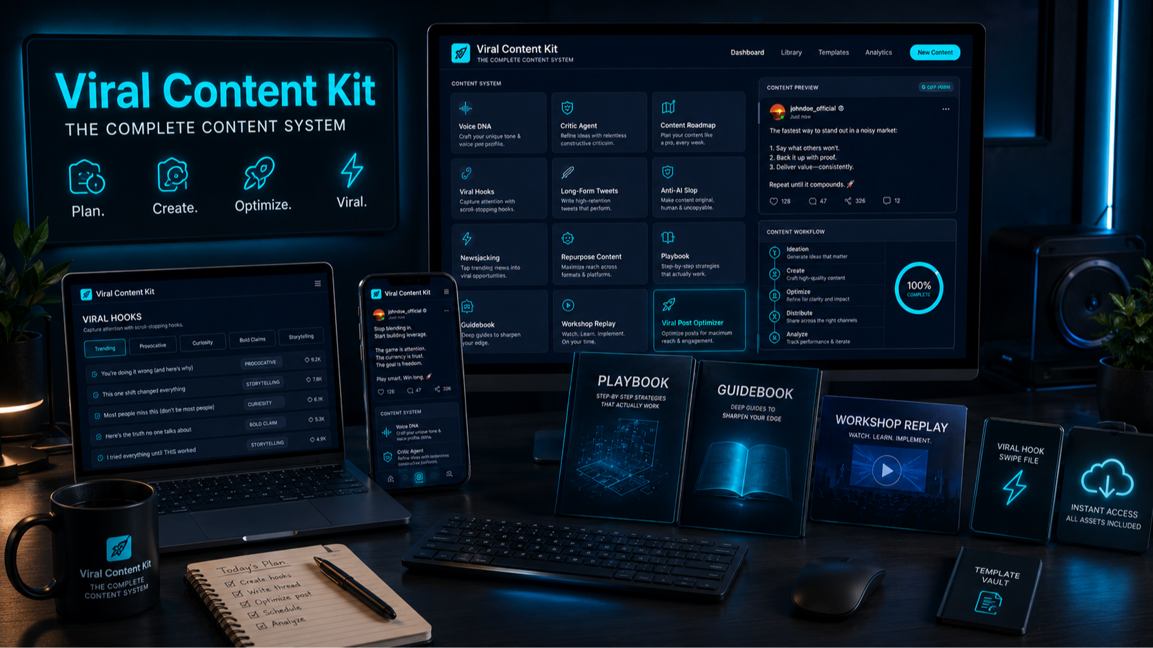 The Viral Content Kit installed at the workstation · 8 modules, 16 skills