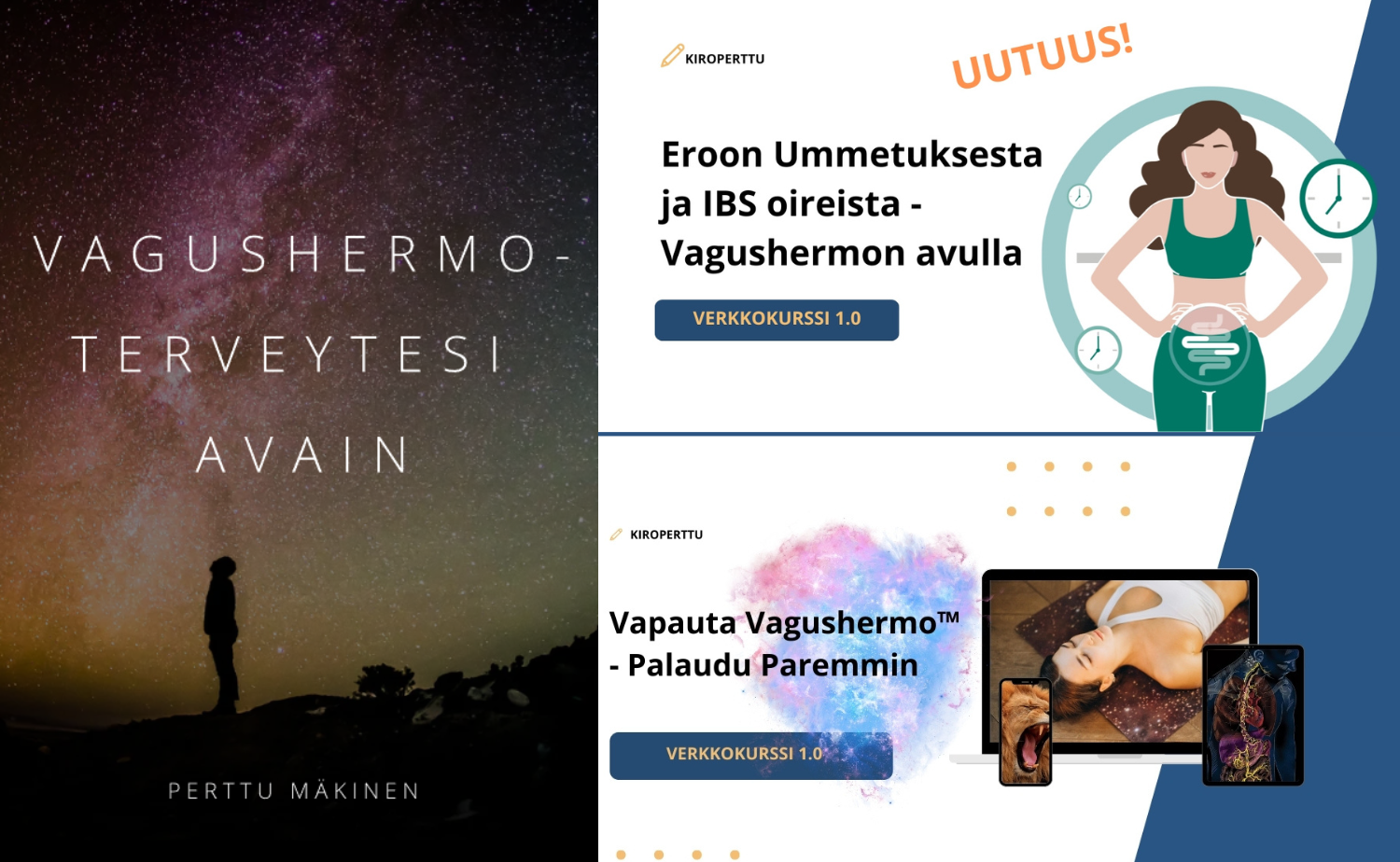 Digituotteeni: Vagushermo - terveytesi avain, Vapauta Vagushermo - Palaudu Paremmin, Eroon ummetuksesta ja IBS oireista - Vagushermon avulla