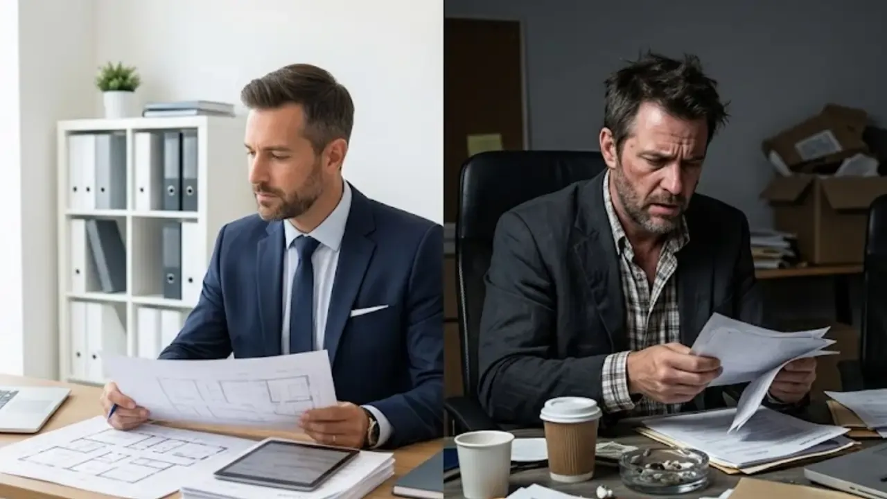 A split view showing the difference between a good and bad public adjuster