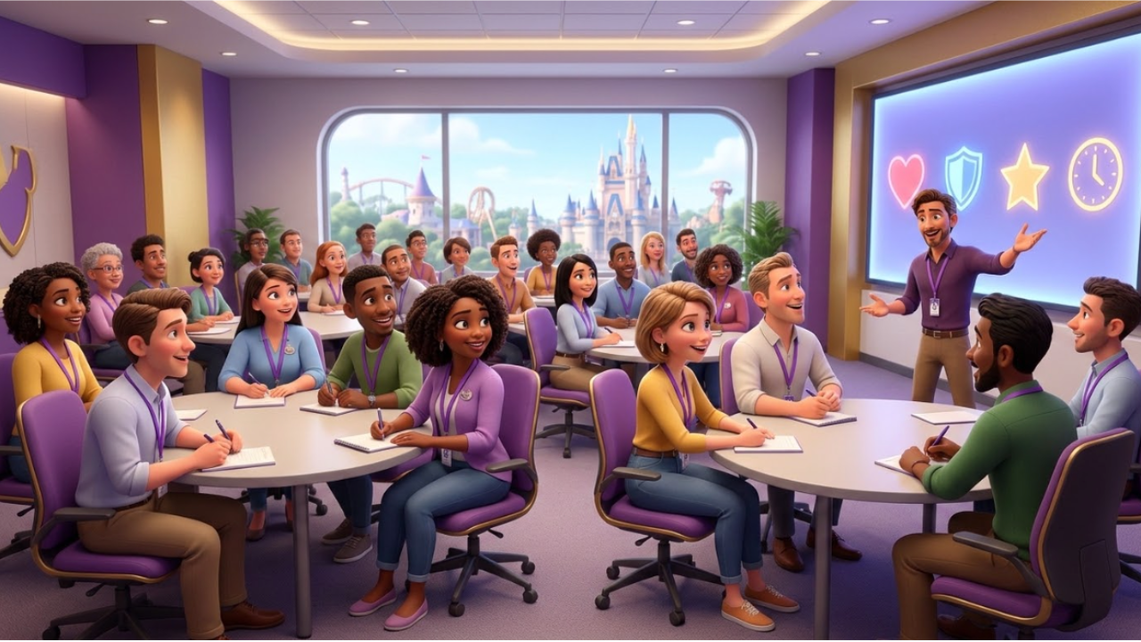 Customer service training session — Disney principles applied