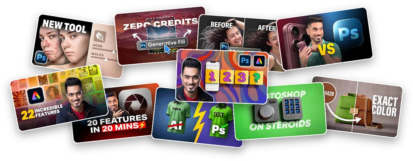 A pile of PiXimperfect YouTube tutorial thumbnails