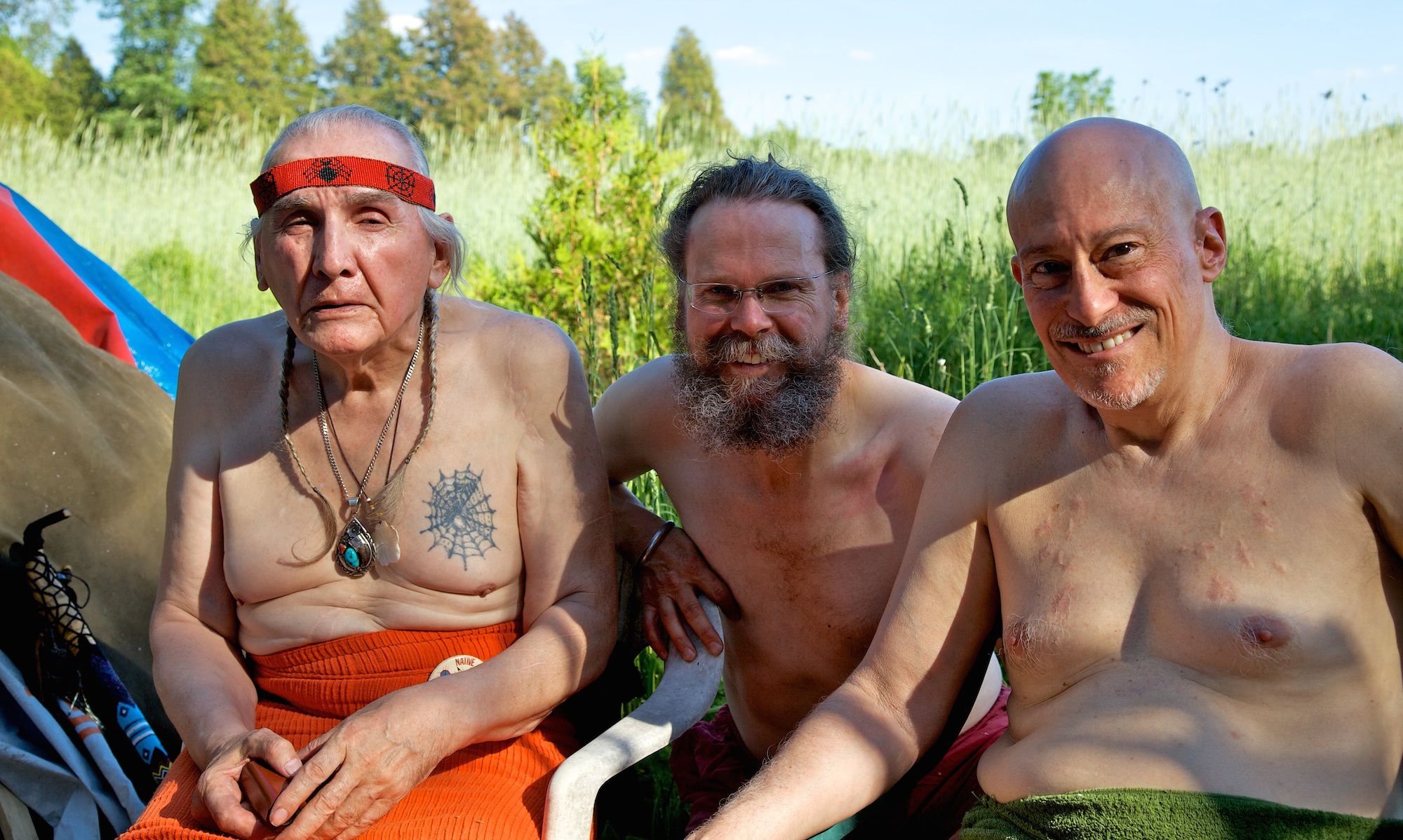 Native Elder Vern Harper, Har-Prakash, and Shinzen Before the Inipi Ceremony