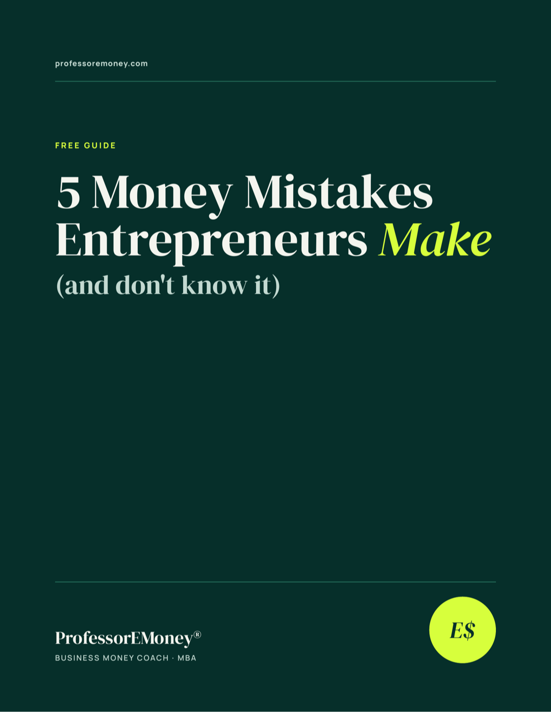 5 Money Mistakes Entrepreneurs Make guide cover