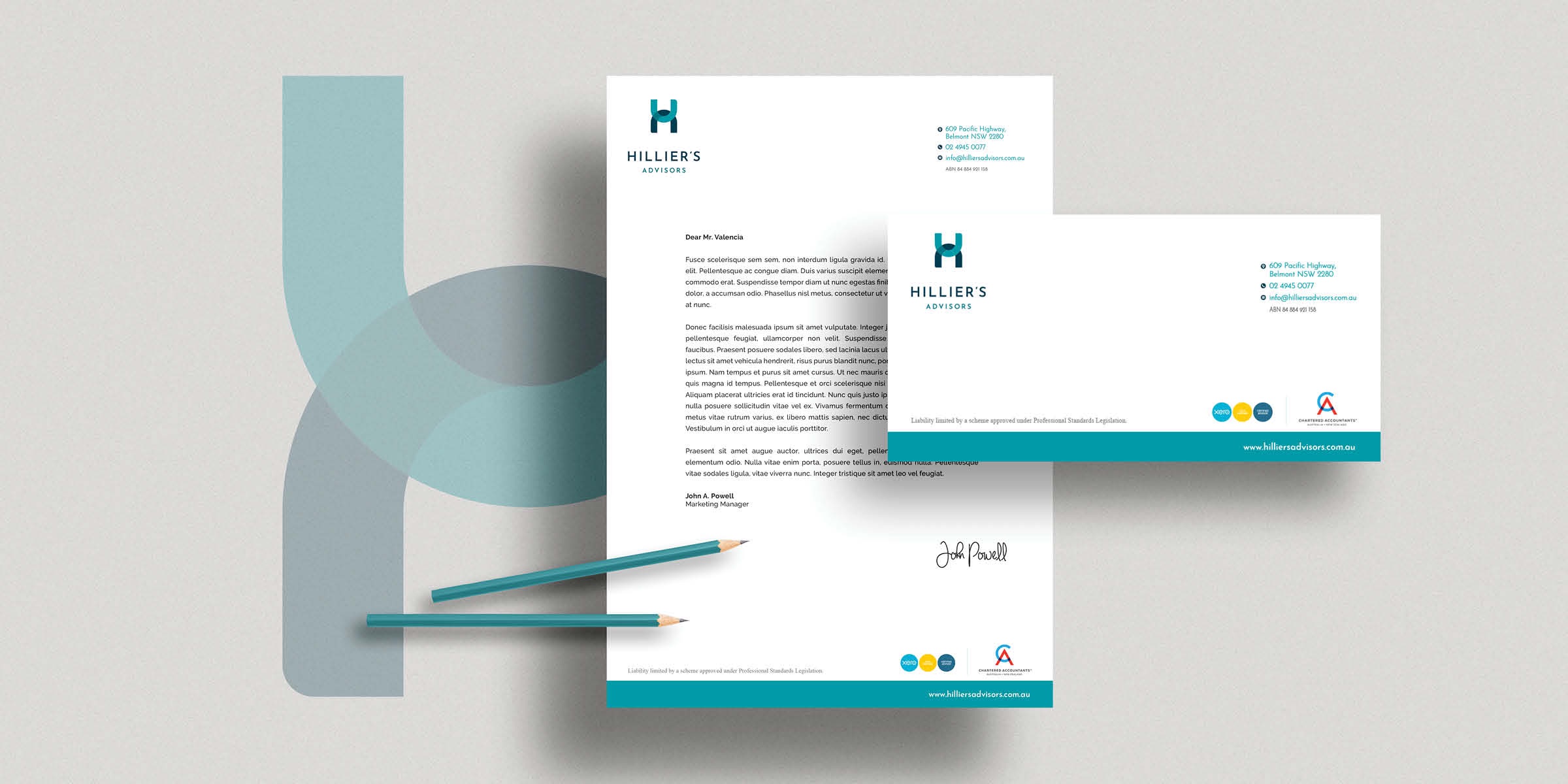 Hilliers Stationery Design with Logo