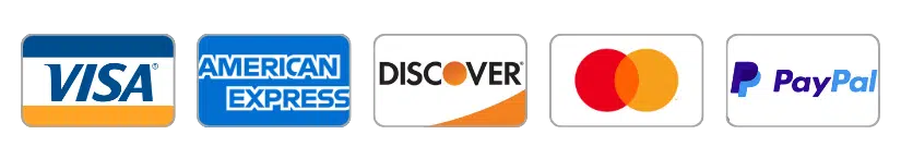 Visa, Amex, Discover, Mastercard, PayPal