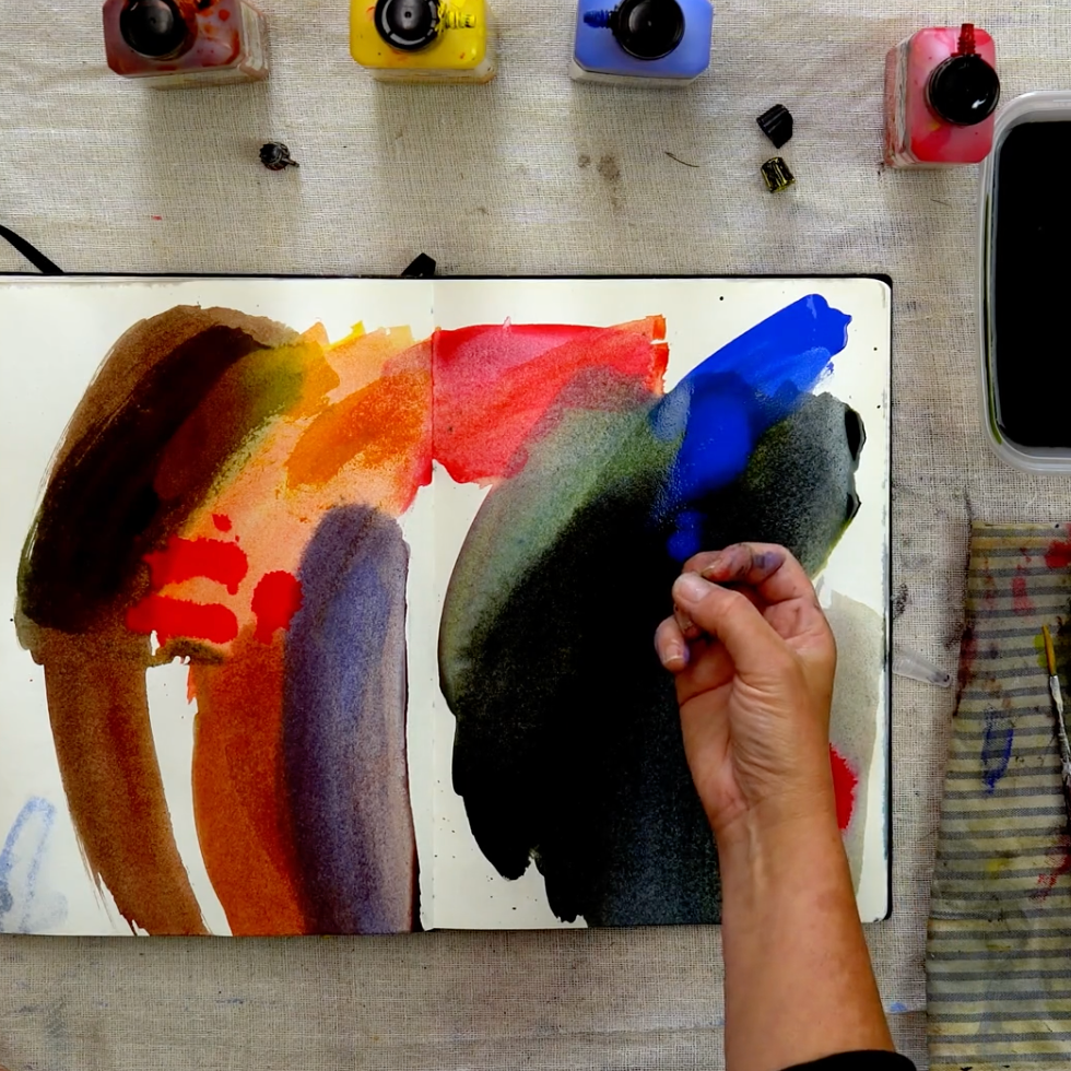 Student testimonial shared in Sam Boughton's Plein Air Abstracts community group