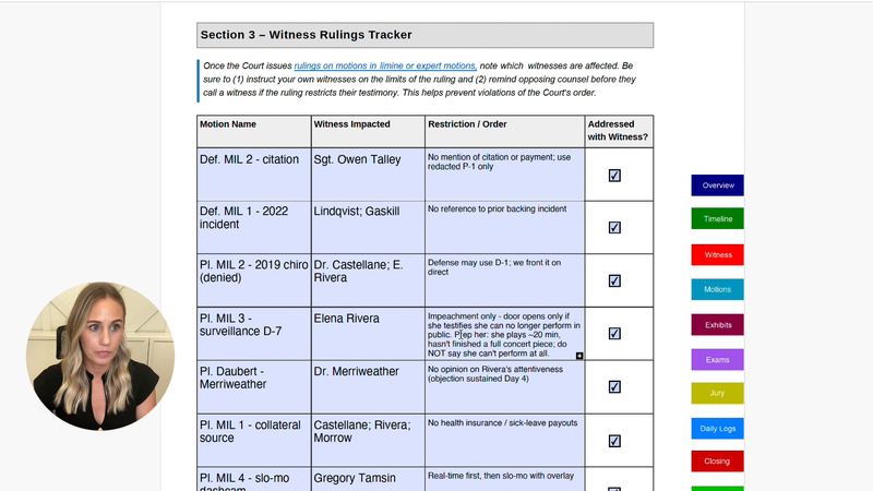 Monica Burkoth walks through Trial Command® on a sample case