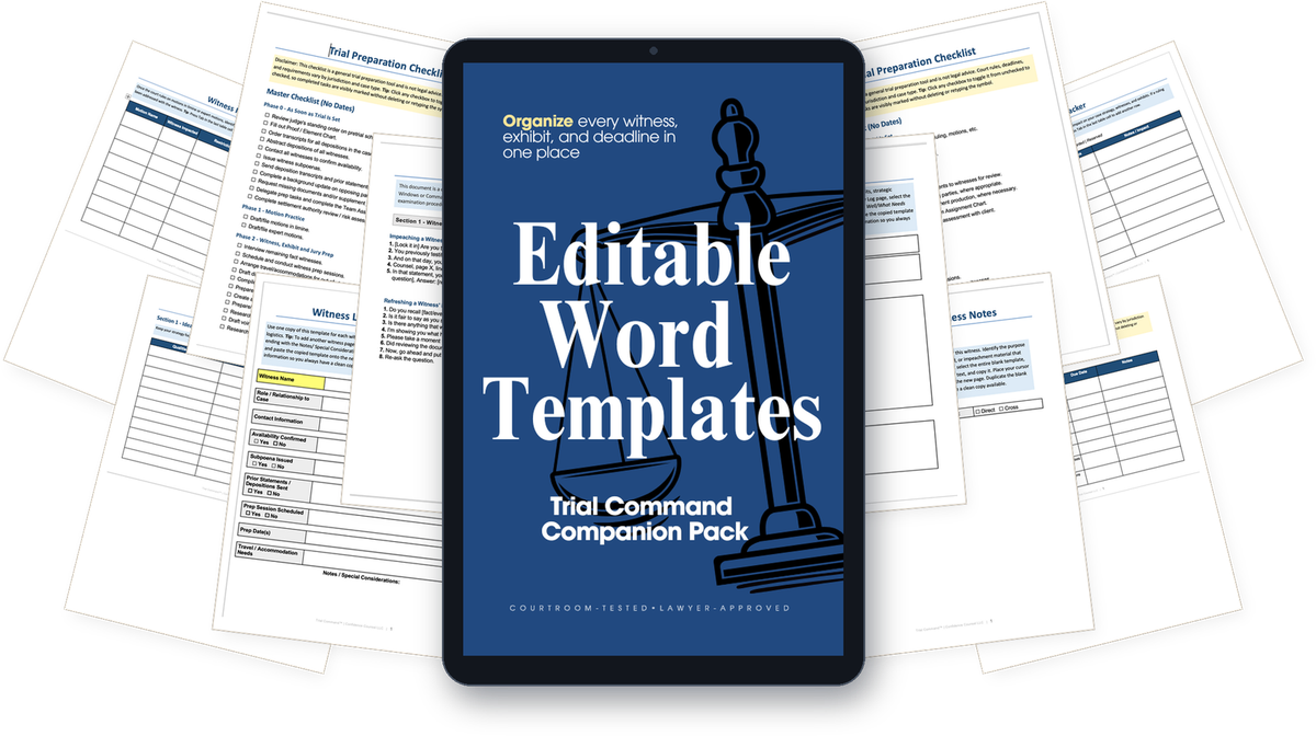Trial Command® Editable Word Template Pack