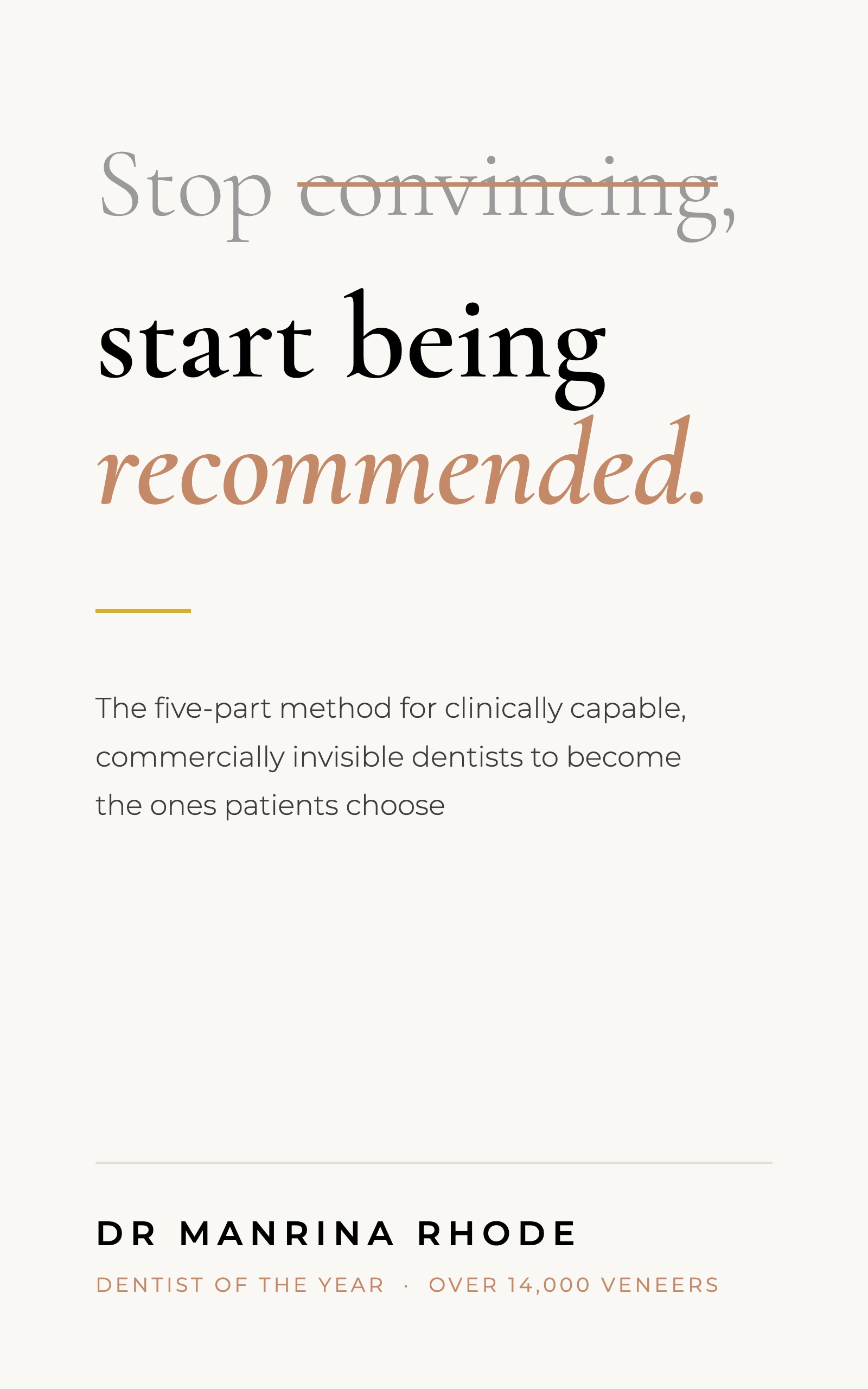 Stop Convincing, Start Being Recommended, book cover