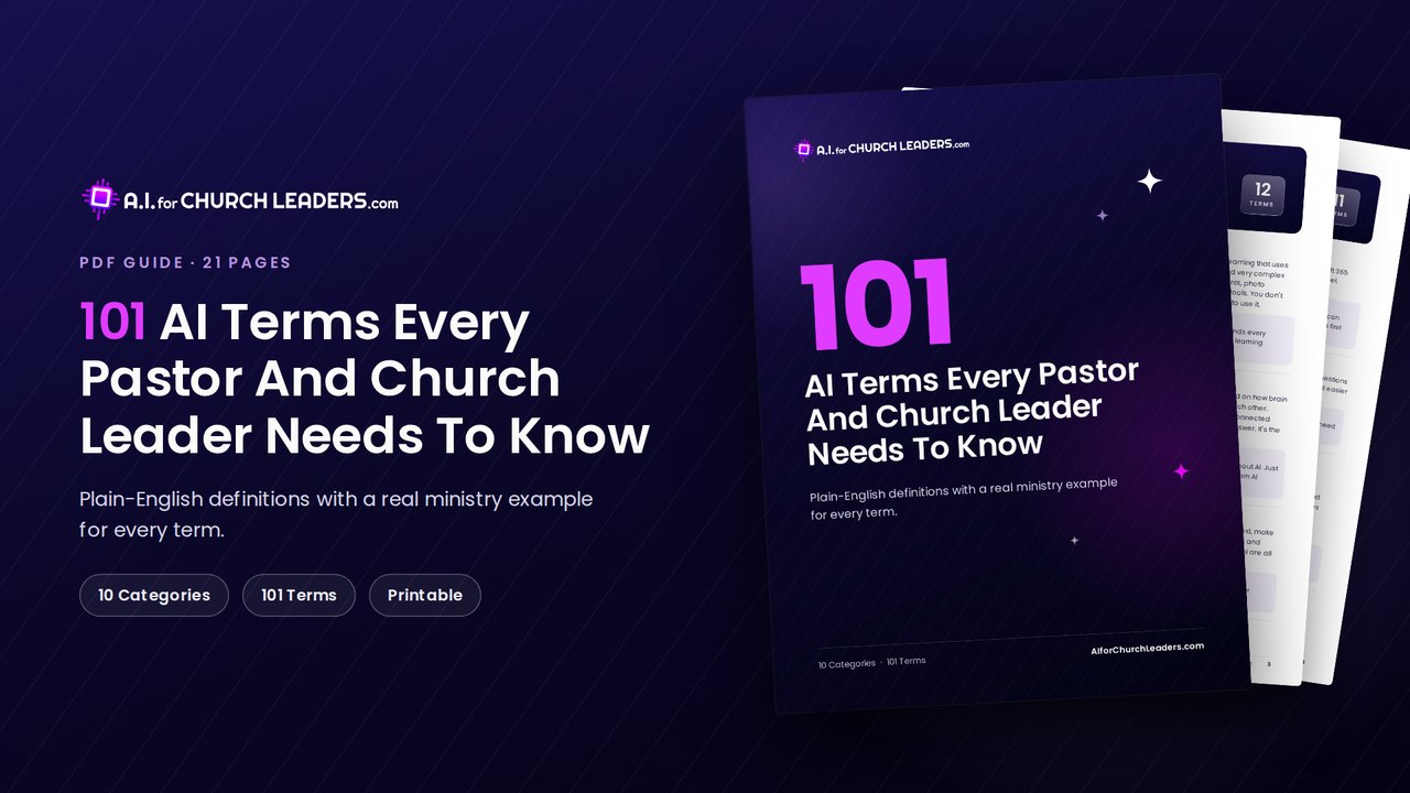101 AI Terms Every Pastor and Church Leader Needs to Know, free PDF guide from AIforChurchLeaders.com