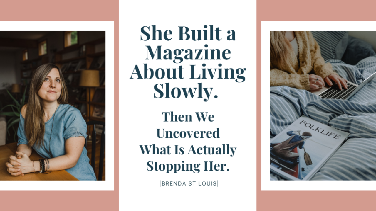 Financial therapist Brenda St. Louis beside a FOLKLIFE Magazine — blog post about money beliefs and intentional living