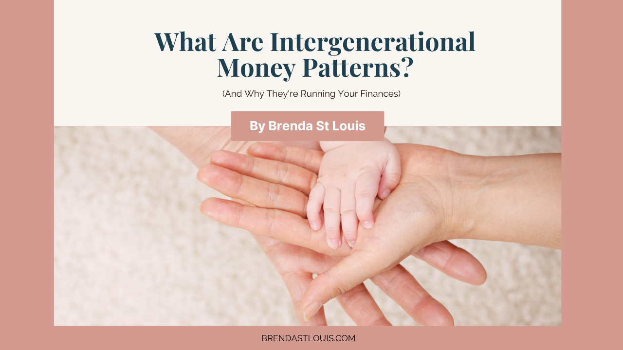 Intergenerational Money Pattern, with generational hands from gransparents, parents and child