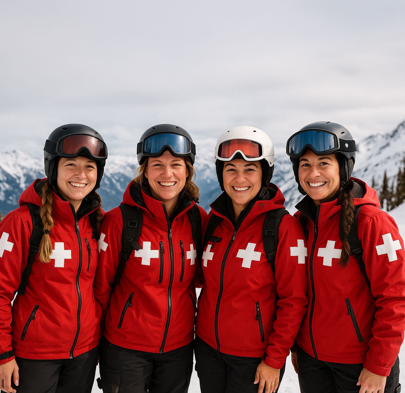 Ski patrol warming up on the mountain