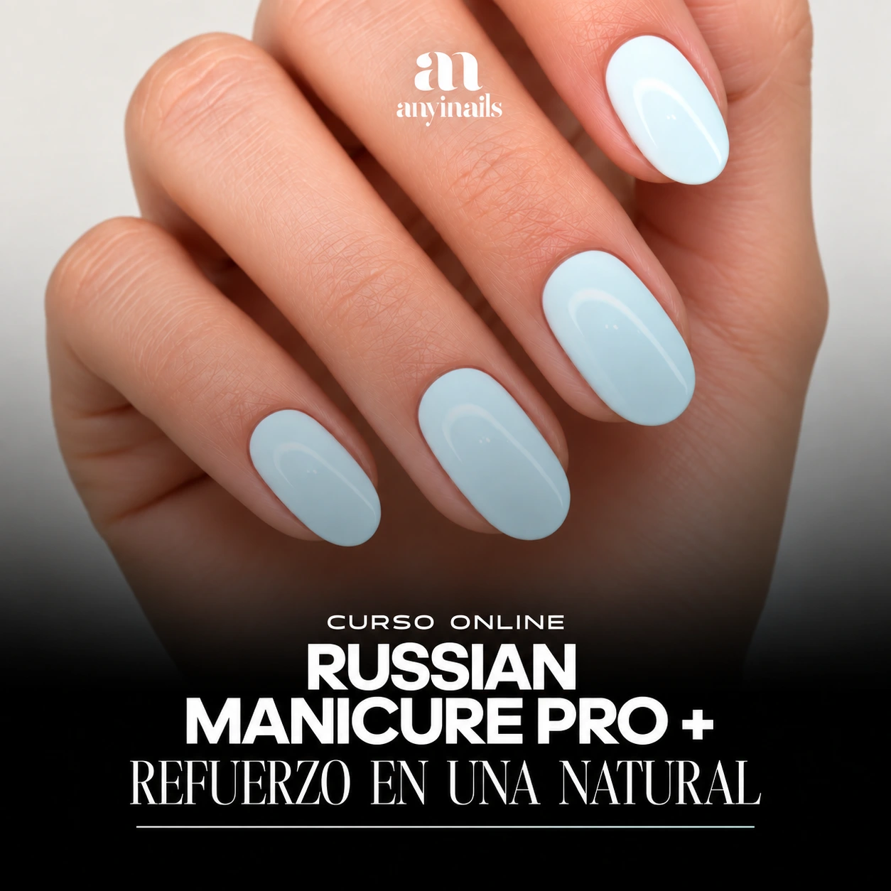 Russian Manicure Pro más Refuerzo en una Uña Natural
