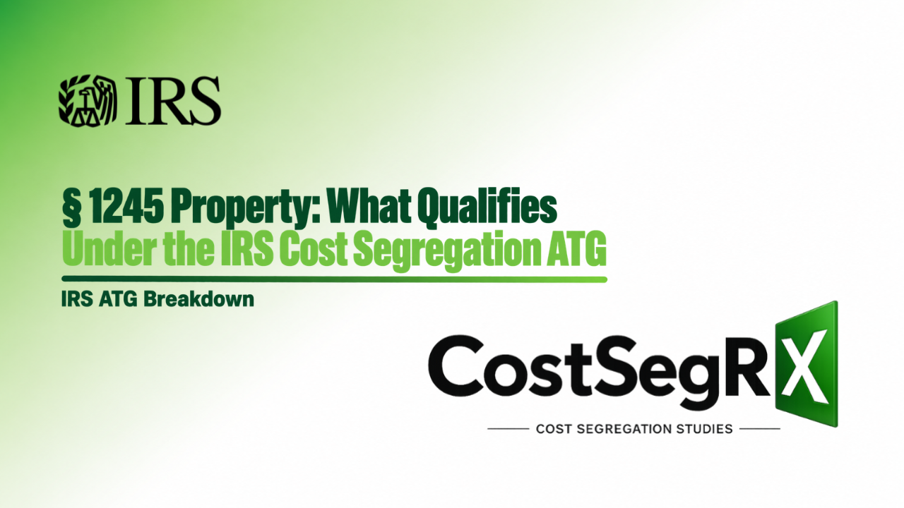 CostSegRx engineer reviewing commercial property assets for § 1245 property classification under the IRS ATG