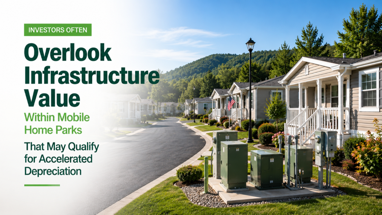 Mobile home park cost segregation study reviewing utility infrastructure, trailer pads, and park-owned homes