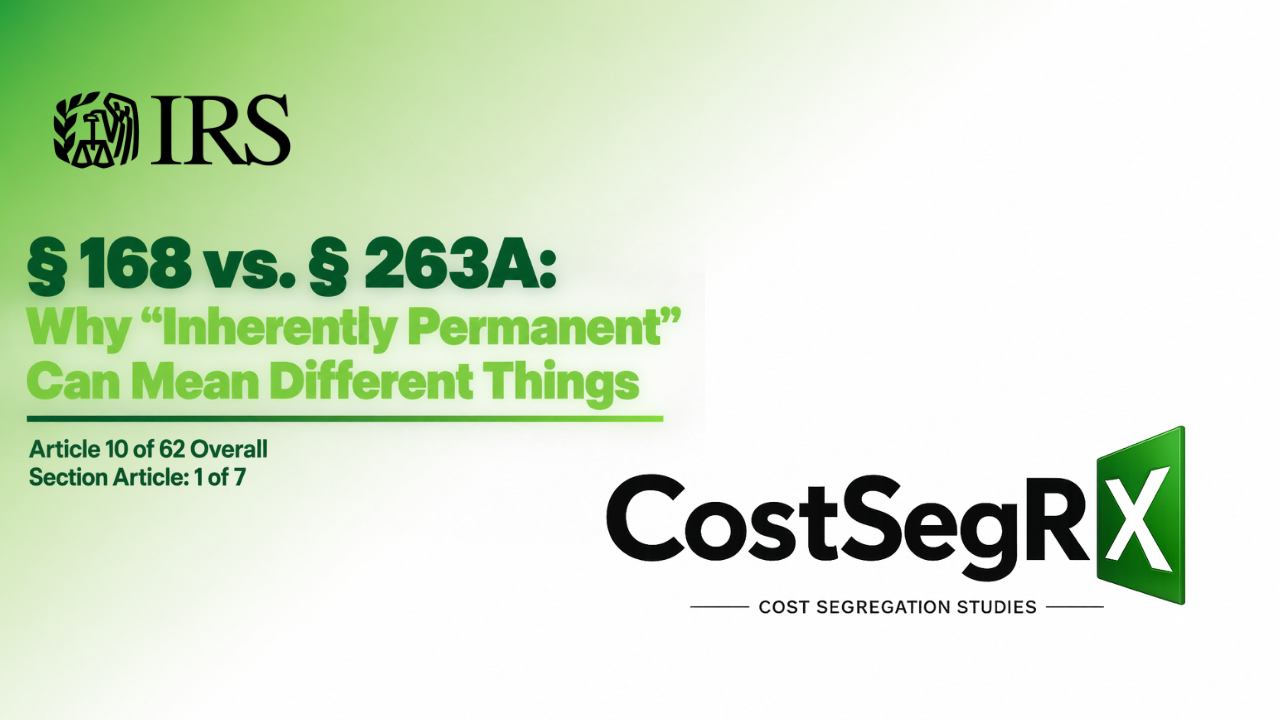 Commercial building systems illustrating how § 168 and § 263A can apply different inherently permanent property standards