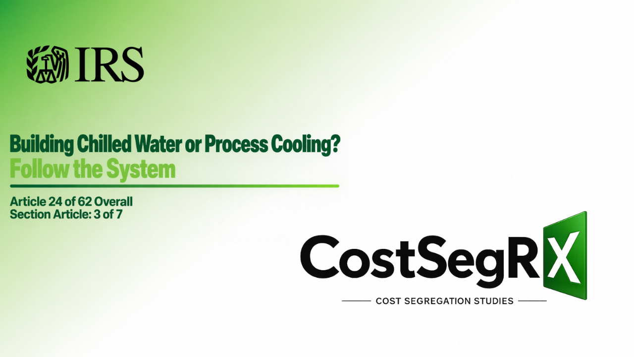 Industrial chilled water system serving building HVAC and dedicated process cooling equipment