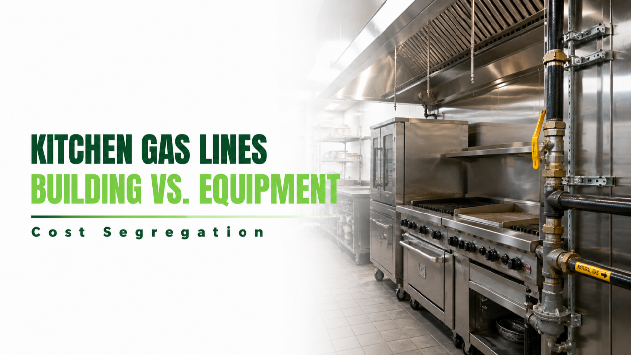 Kitchen gas lines showing the engineering distinction between building distribution and equipment connections