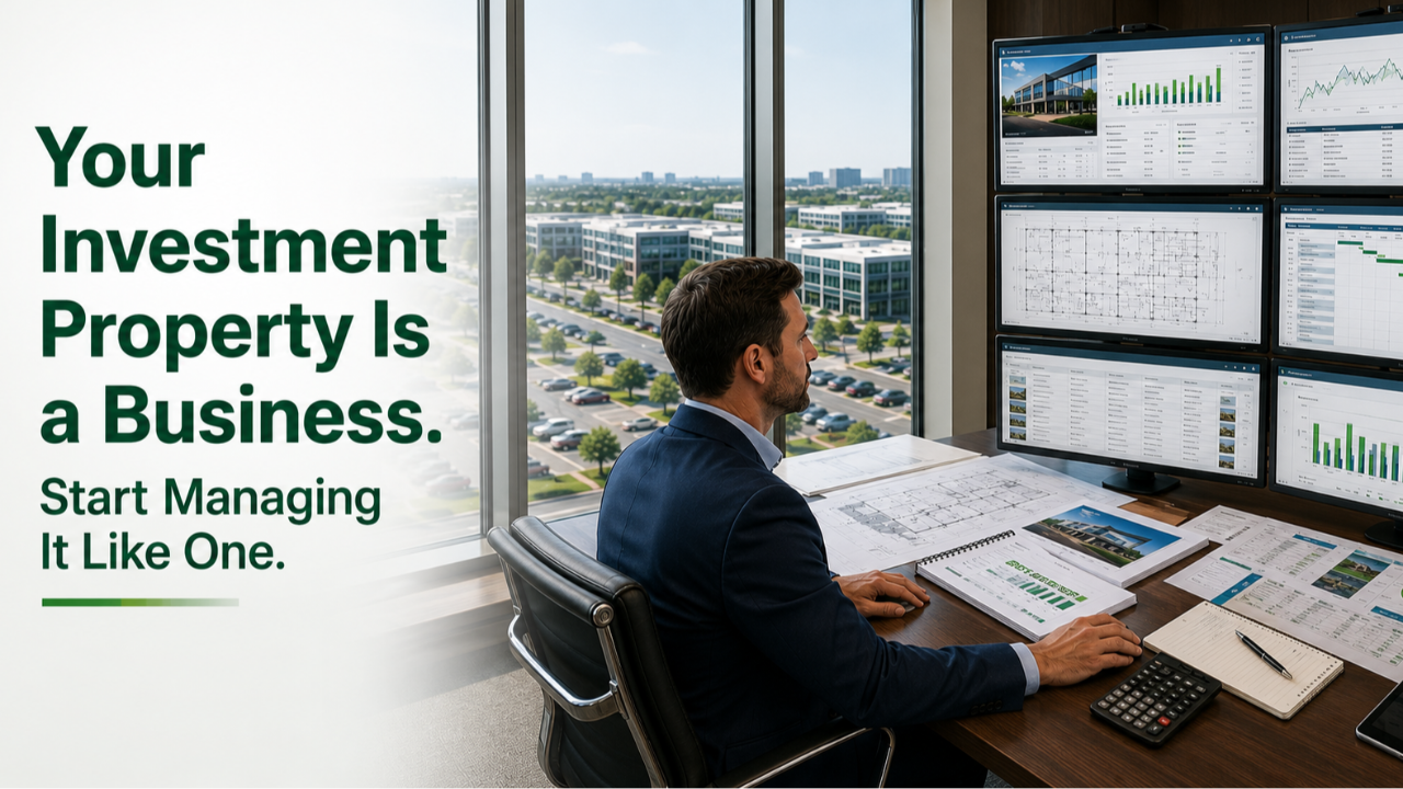 Investor managing commercial property assets, CapEx records, depreciation, and business operations