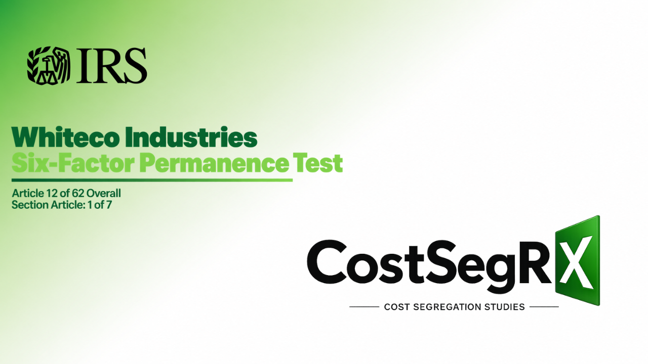 CostSegRx engineer evaluating installed commercial equipment using the six Whiteco property permanence factors