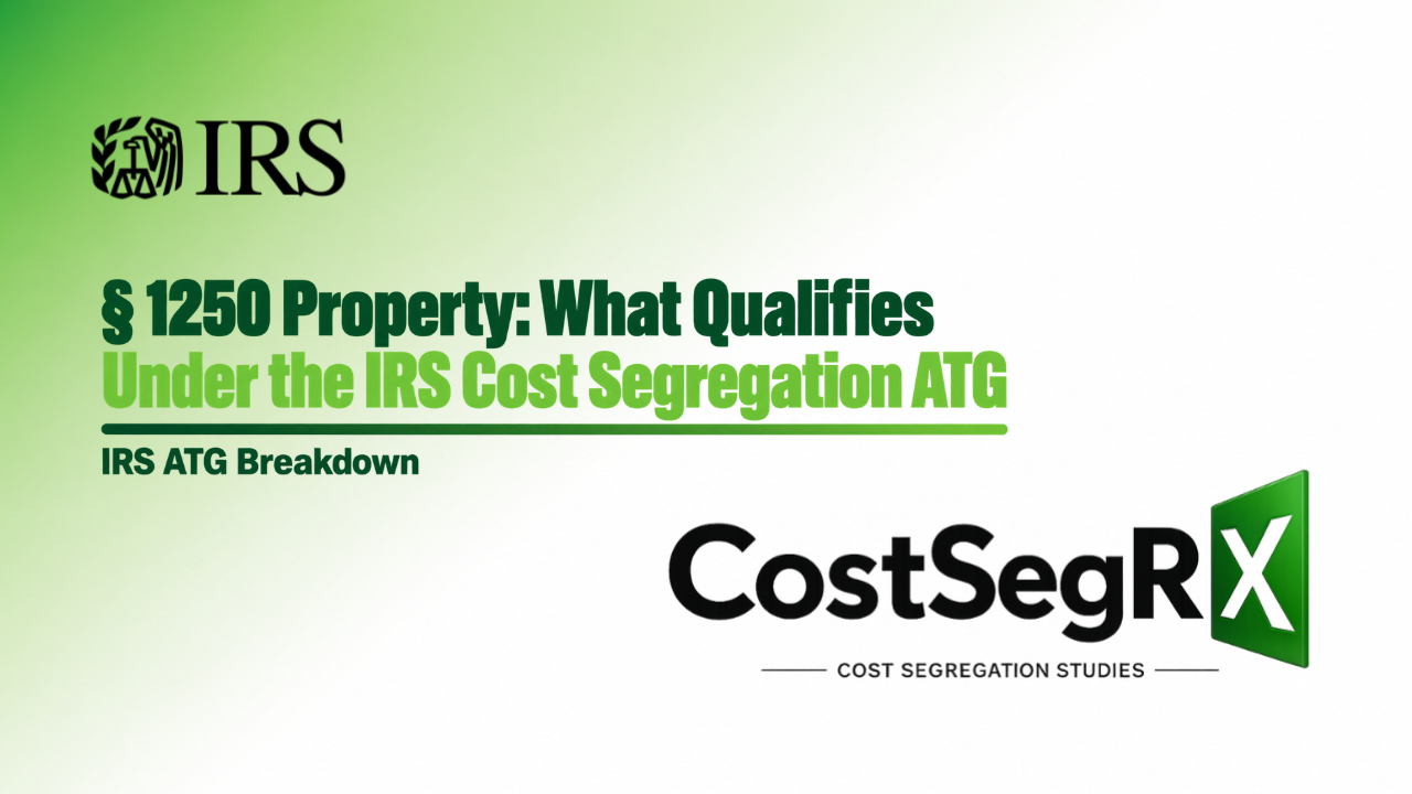 CostSegRx engineer reviewing commercial building systems for § 1250 property classification under the IRS ATG