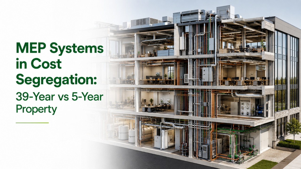 Engineer reviewing electrical plumbing and mechanical systems for cost segregation classification