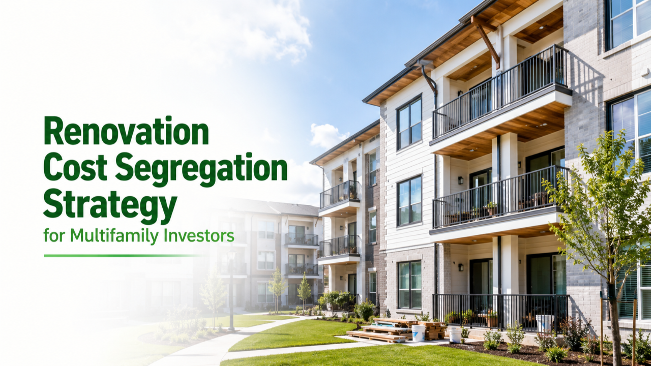 Renovated multifamily apartment building showing value-add renovation planning and cost segregation strategy