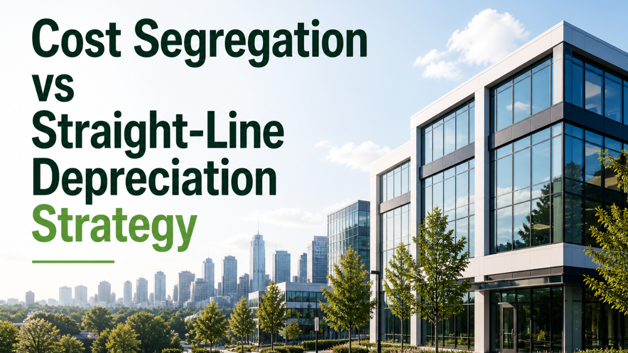 Investor reviewing cost segregation versus straight-line depreciation strategy for real estate tax planning