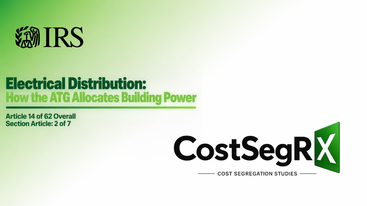 Electrical distribution system showing shared building power feeding general building functions and qualifying equipment