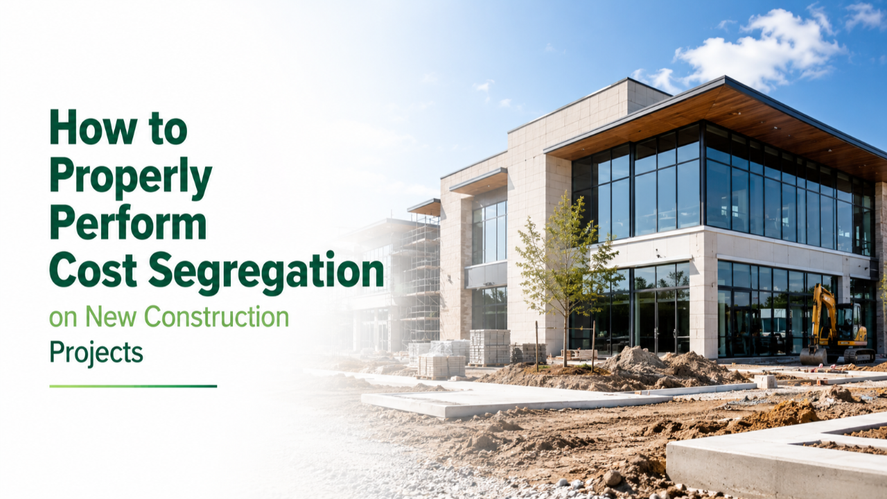 New construction project records reviewed for cost segregation asset classification and depreciation planning