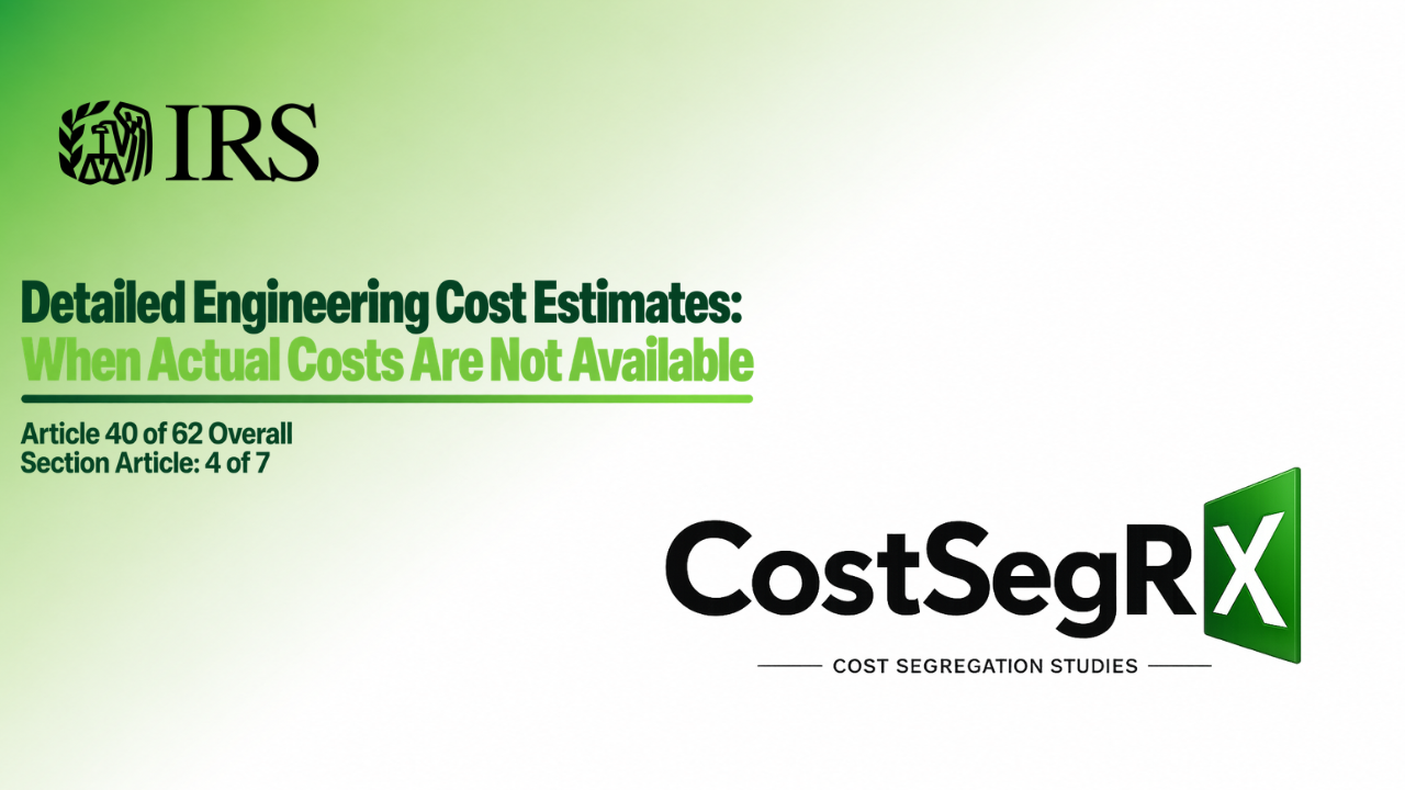 CostSegRx engineer developing estimated construction costs for an acquired commercial property