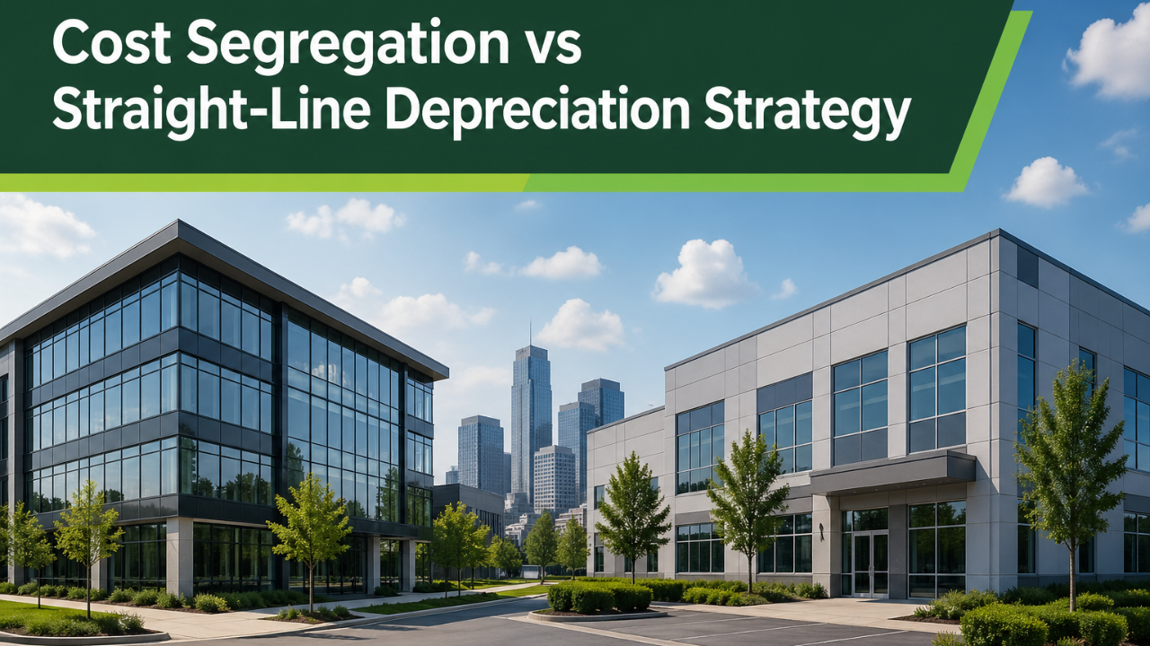 Investor reviewing cost segregation versus straight-line depreciation strategy for real estate tax planning