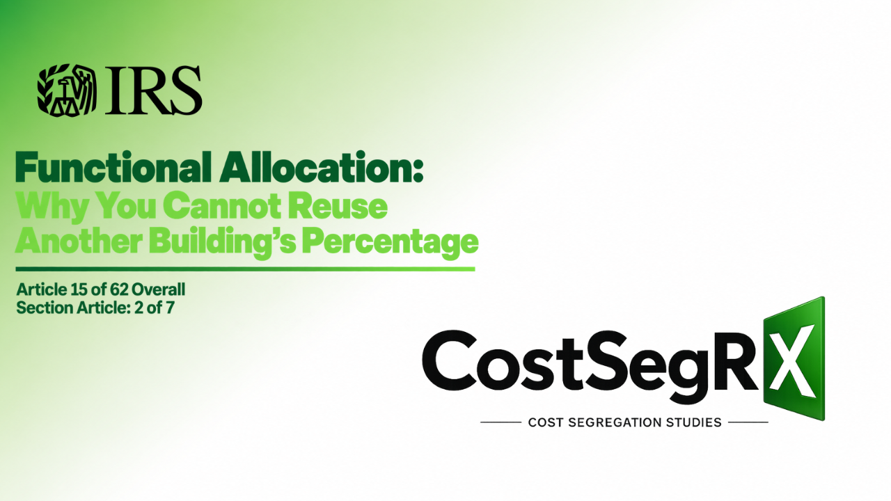 Commercial electrical distribution system illustrating why functional allocation percentages must be based on property-specific demand loads
