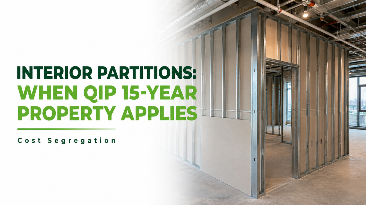 Commercial interior partition construction illustrating the engineering analysis behind QIP 15-year property classification