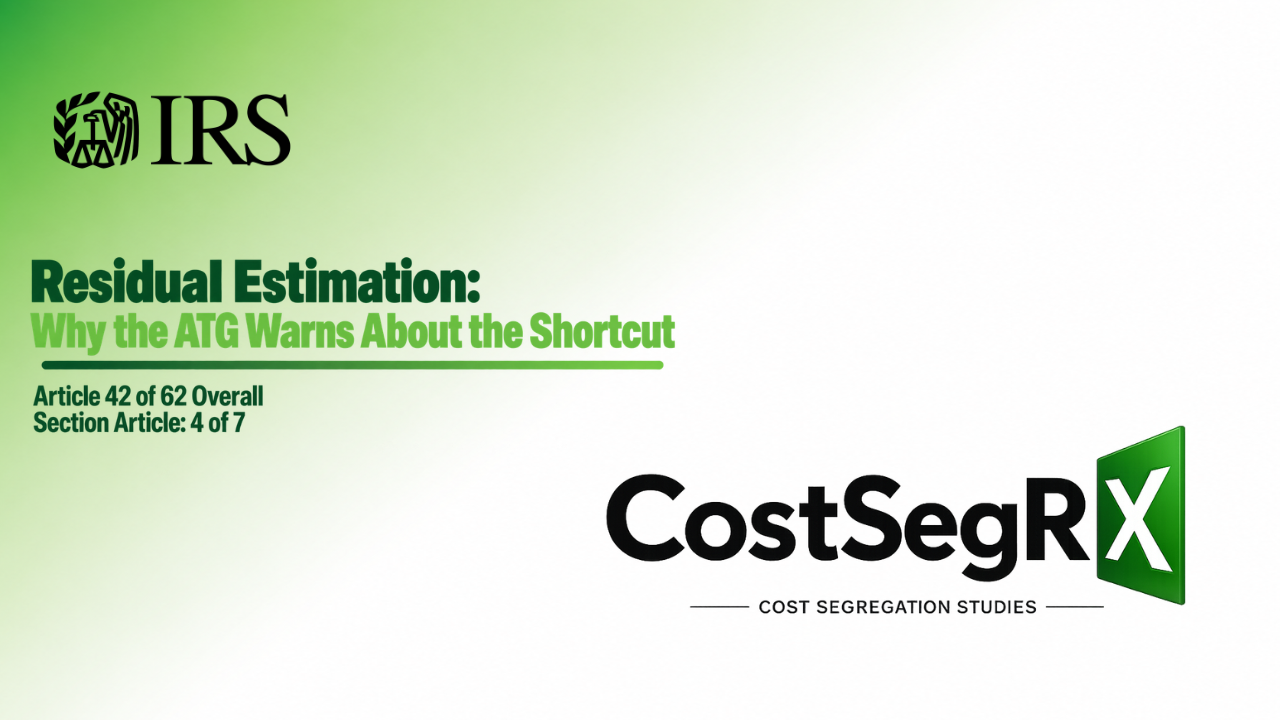 CostSegRx engineer evaluating residual cost estimates and short-lived assets in a commercial property