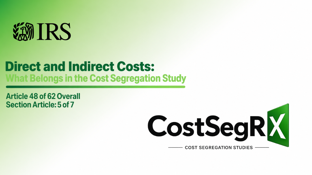 CostSegRx engineer reviewing direct and indirect construction costs for a commercial property