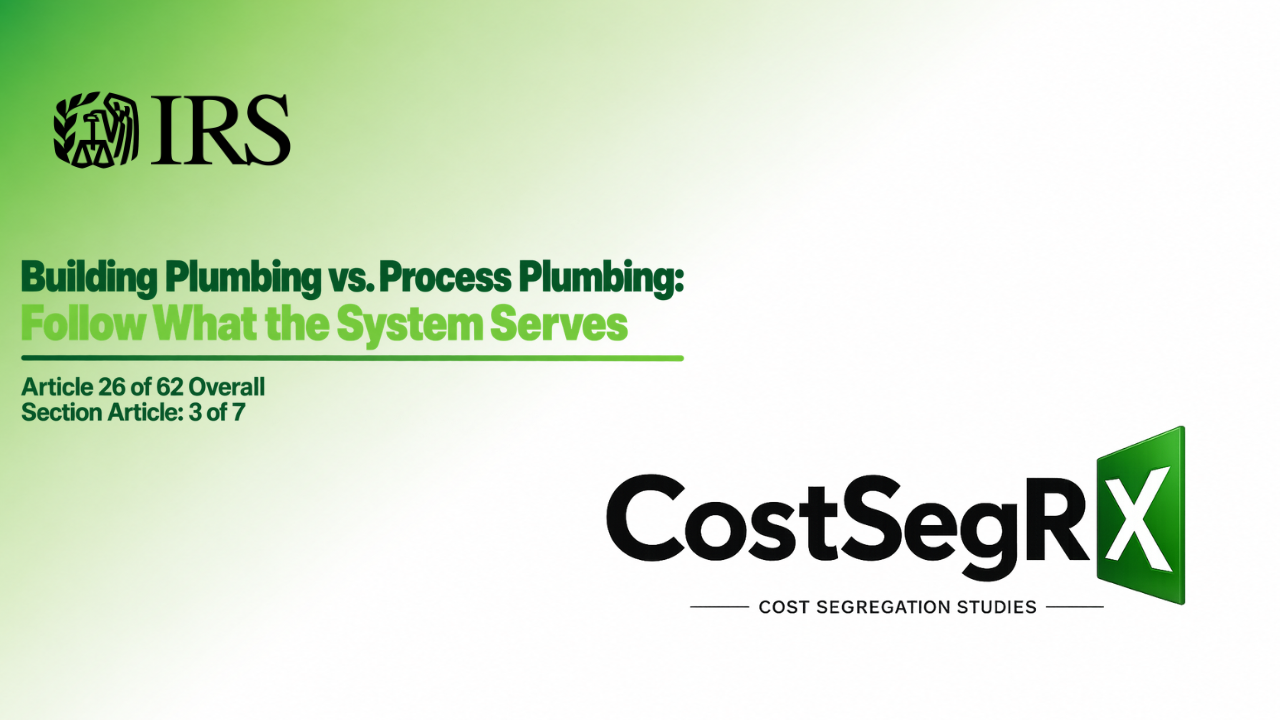 Commercial plumbing system showing the difference between general building plumbing and dedicated process plumbing serving specific machinery or equipment