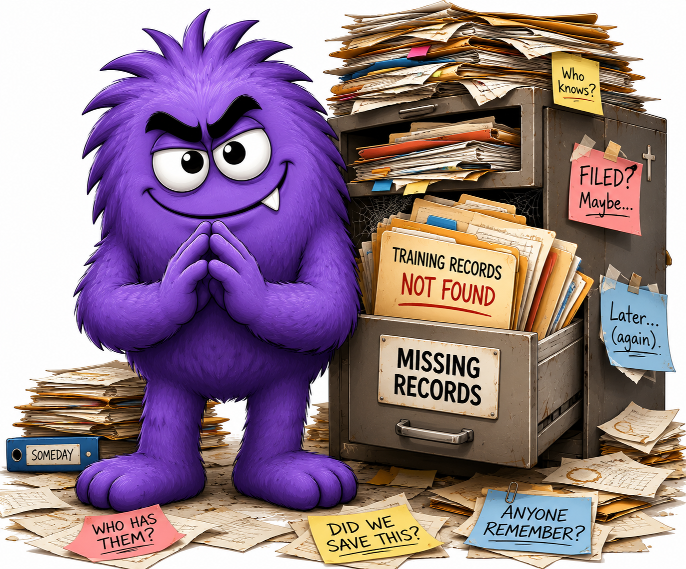 NOD™ Restaurant Safety Killer surrounded by missing restaurant safety documentation