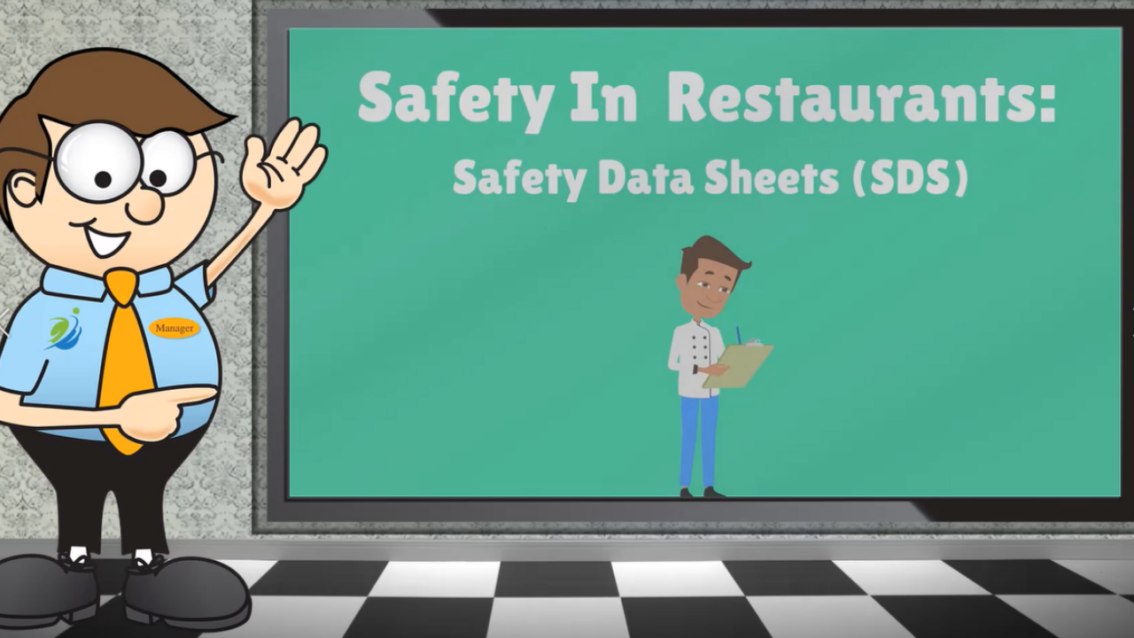 Restaurant safety training explaining chemical safety and Safety Data Sheets (SDS) for restaurant employees.